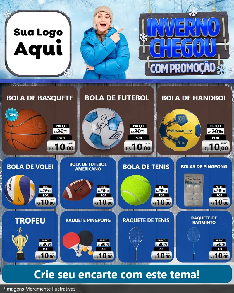 Modelo de Rede Social para Feed Instagram com o tema Inverno Chegou Com Promoção para Artigos Esportivos