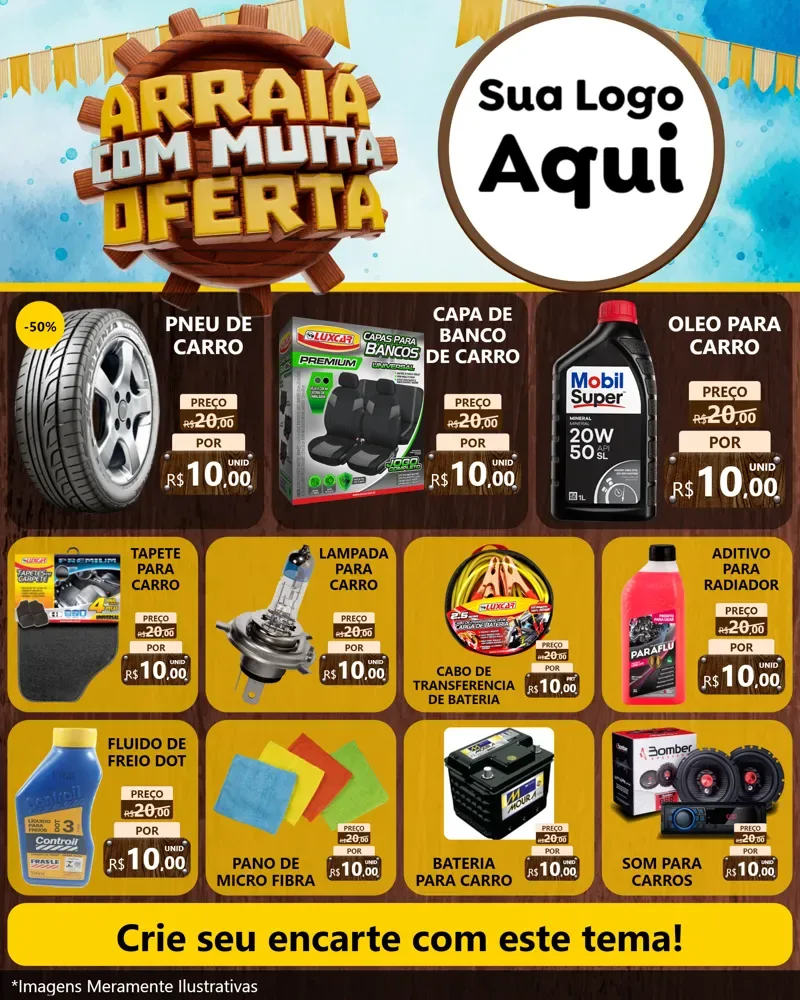 Modelo de Rede Social para Feed Instagram com o tema Ofertas de São João - Junina para Auto peças