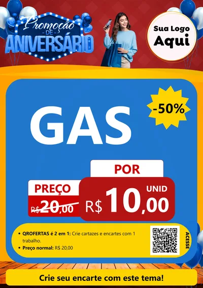 Modelo de Cartaz para Cartaz A4 Vertical com o tema Promoção de Aniversário para Água e gás