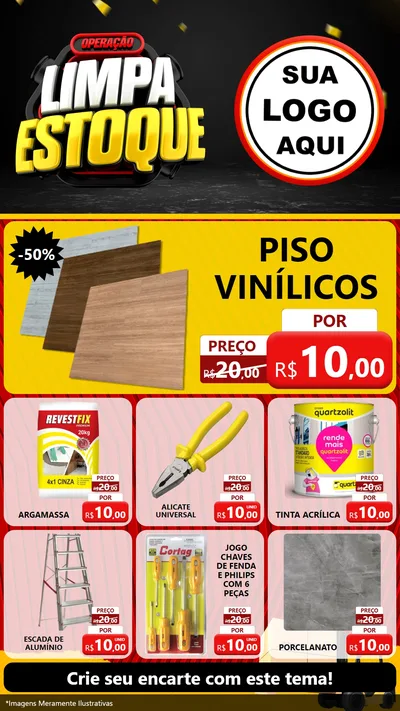 Modelo de Rede Social para Stories com o tema Operação Limpa Estoque para Material para Construção