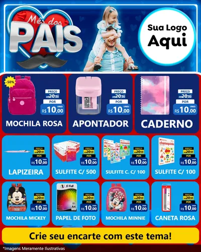 Modelo de Rede Social para Feed Instagram com o tema Mês Dos Pais para Papelaria