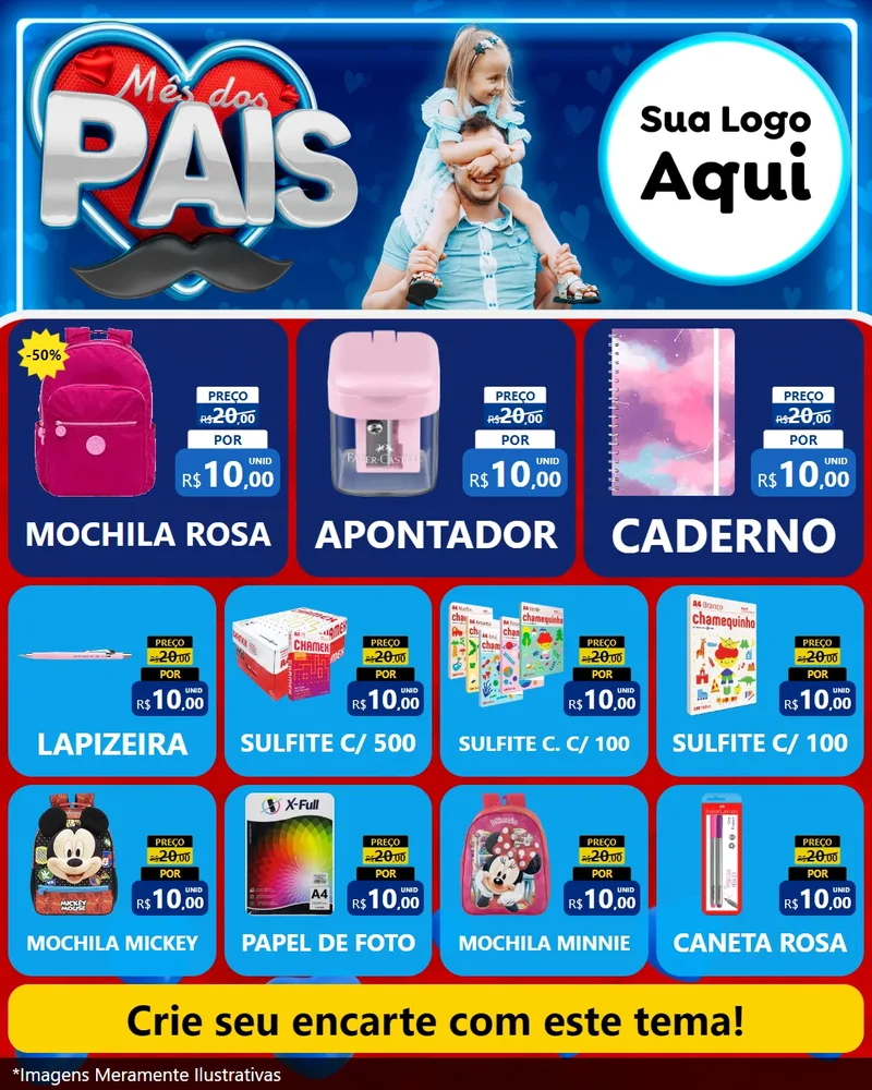 Modelo de Rede Social para Feed Instagram com o tema Mês Dos Pais para Papelaria