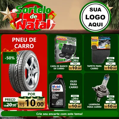 Modelo de Rede Social para Feed Facebook com o tema Sorteio de Natal para Auto peças