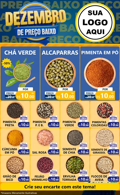 Modelo de Encarte para Encarte Grande com o tema Dezembro de Preço Baixo para Produtos Naturais