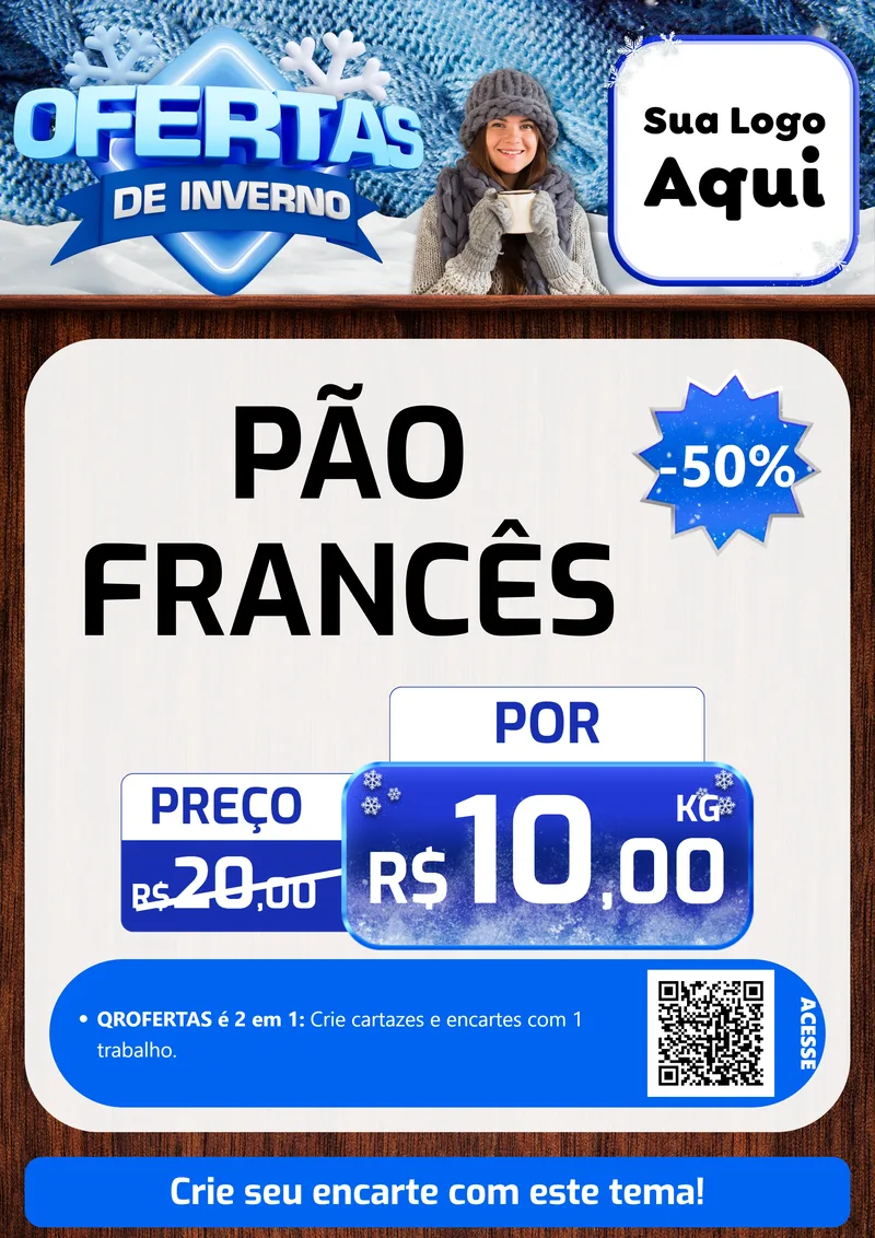 Modelo de Cartaz para Cartaz A4 Vertical com o tema Ofertas de Inverno para Padaria