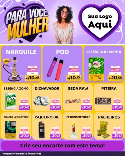 Modelo de Rede Social para Feed Instagram com o tema Para Você, Mulher para Tabacaria