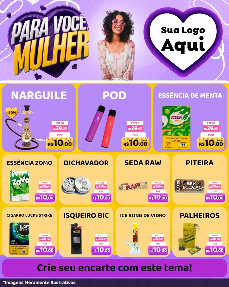 Modelo de Rede Social para Feed Instagram com o tema Para Você, Mulher para Tabacaria