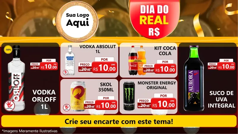Modelo de TV para TV Horizontal com o tema Dia do Real para Distribuidora de bebidas