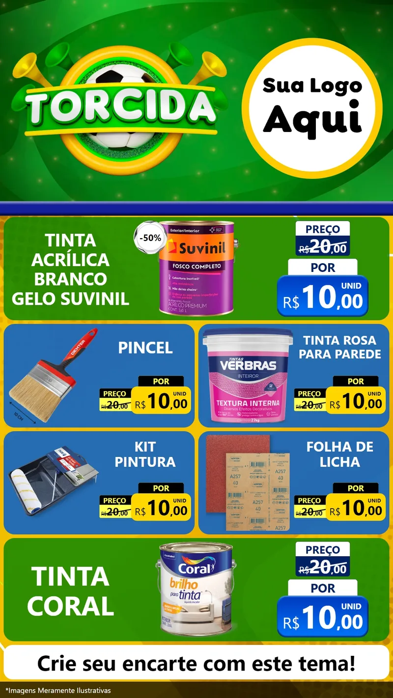 Modelo de TV para TV Vertical com o tema Torcida para Tintas e Ferramentas