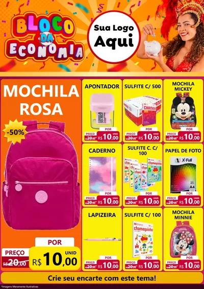 Modelo de Encarte para Encarte A4 Vertical com o tema Bloco da Economia para Papelaria