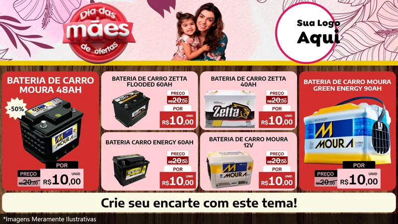 Modelo de TV para TV Horizontal com o tema Dia Das Mães De Ofertas para Baterias Elétricas