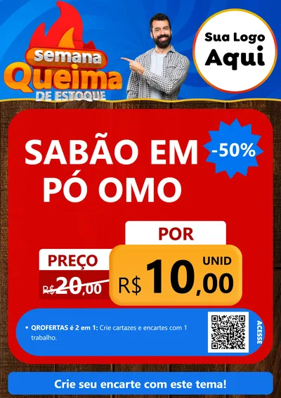 Modelo de Cartaz para Cartaz A4 Vertical com o tema Semana Queima de Estoque para Produtos de Limpeza