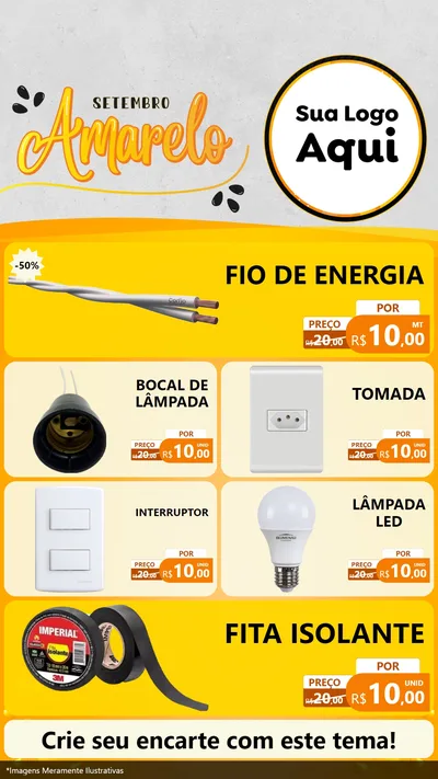 Modelo de TV para TV Vertical com o tema Setembro Amarelo para Materiais Elétricos
