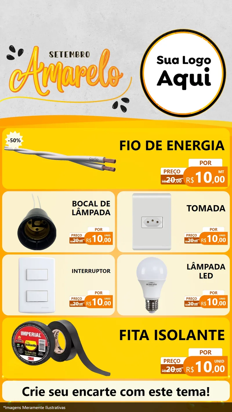 Modelo de TV para TV Vertical com o tema Setembro Amarelo para Materiais Elétricos