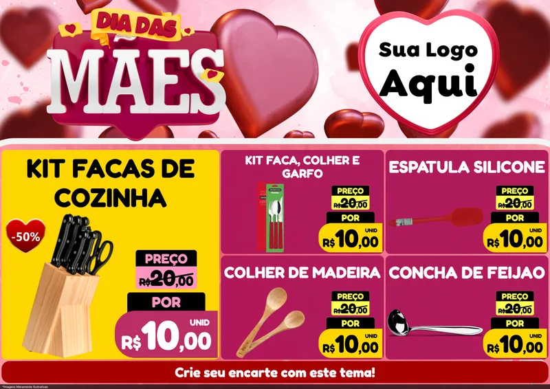 Modelo de Encarte para Encarte A4 Horizontal com o tema Dia Das Mães para Utilidades Domésticas