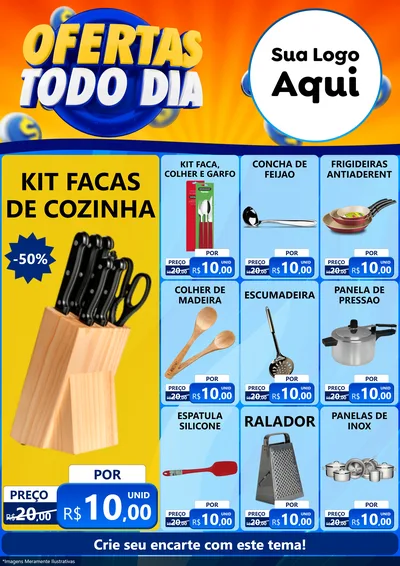 Modelo de Encarte para Encarte A4 Vertical com o tema Ofertas Todo Dia para Utilidades Domésticas