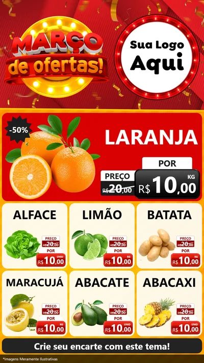 Modelo de Rede Social para Stories com o tema Março de Ofertas! para Hortifrúti