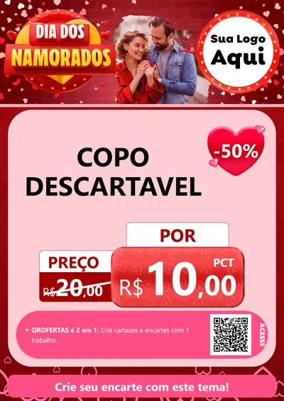 Modelo de Cartaz para Cartaz A4 Vertical com o tema Dia Dos Namorados para Embalagens