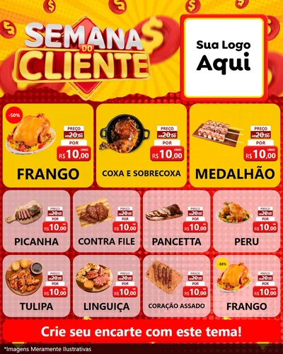Modelo de Rede Social para Feed Instagram com o tema Semana do Cliente para Assados