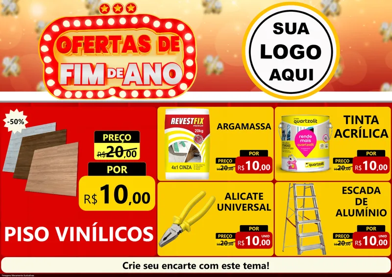 Modelo de Encarte para Encarte A4 Horizontal com o tema Ofertas de Fim de Ano para Material para Construção