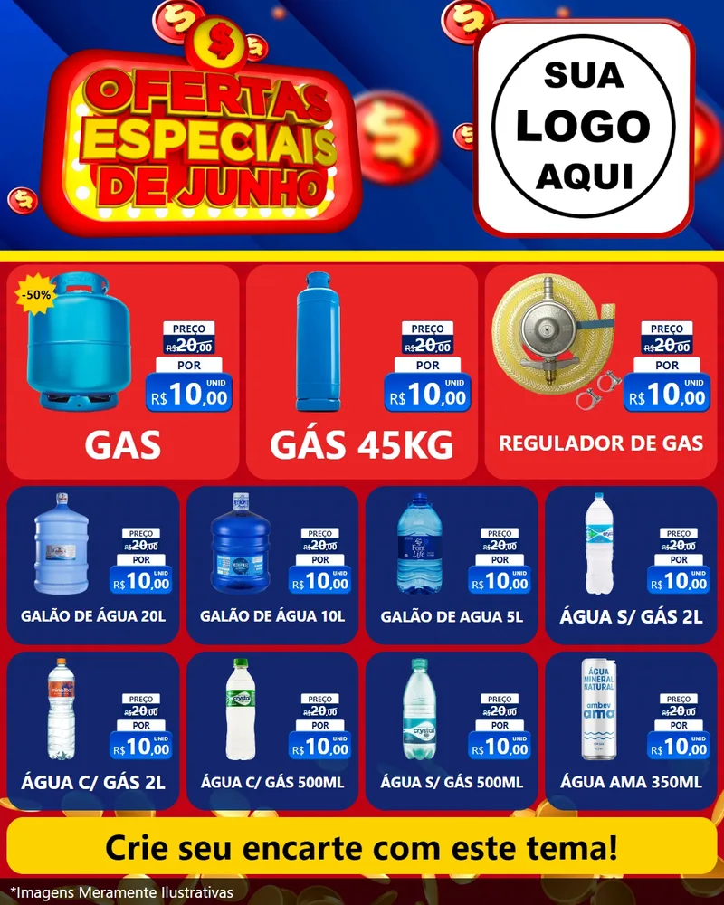 Modelo de Rede Social para Feed Instagram com o tema Ofertas Especiais de Junho para Água e gás