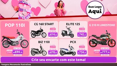 Modelo de TV para TV Horizontal com o tema Dia da Mulher para Concessionaria de Motos
