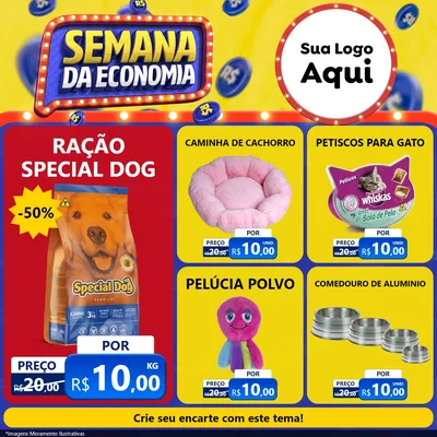Modelo de Rede Social para Feed Facebook com o tema Semana da Economia para Pet Shop