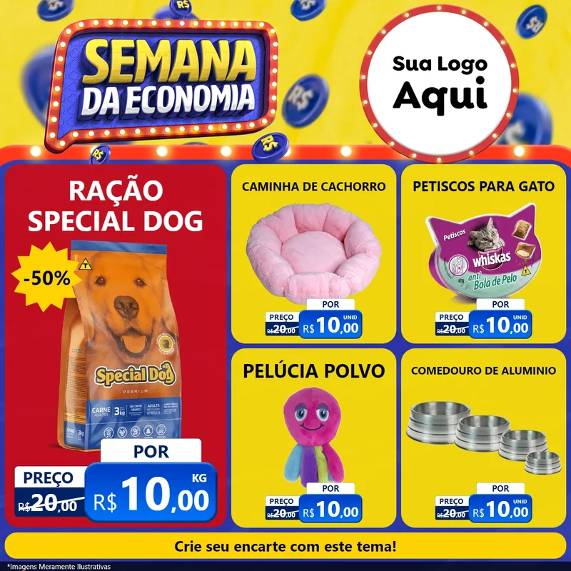 Modelo de Rede Social para Feed Facebook com o tema Semana da Economia para Pet Shop