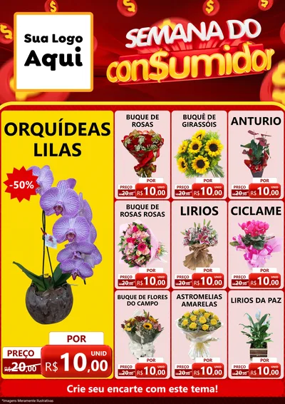 Modelo de Encarte para Encarte A4 Vertical com o tema Semana do Consumidor para Floricultura e jardim