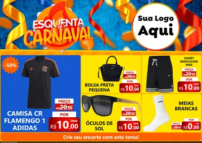 Modelo de Encarte para Encarte A4 Horizontal com o tema Esquenta de Carnaval para Roupas e acessórios