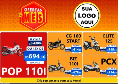 Modelo de Encarte para Encarte A4 Horizontal com o tema Ofertas do Mês para Concessionaria de Motos