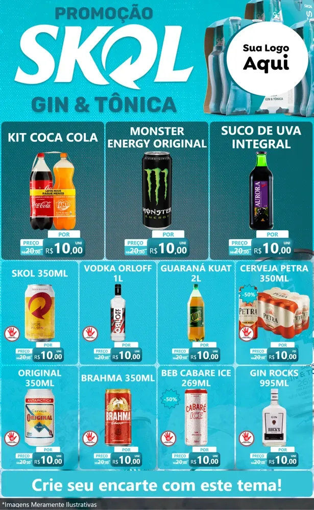 Modelo de Encarte para Encarte Grande com o tema Promoção Skol Beats para Distribuidora de bebidas
