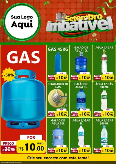 Modelo de Encarte para Encarte A4 Vertical com o tema Setembro Imbatível para Água e gás