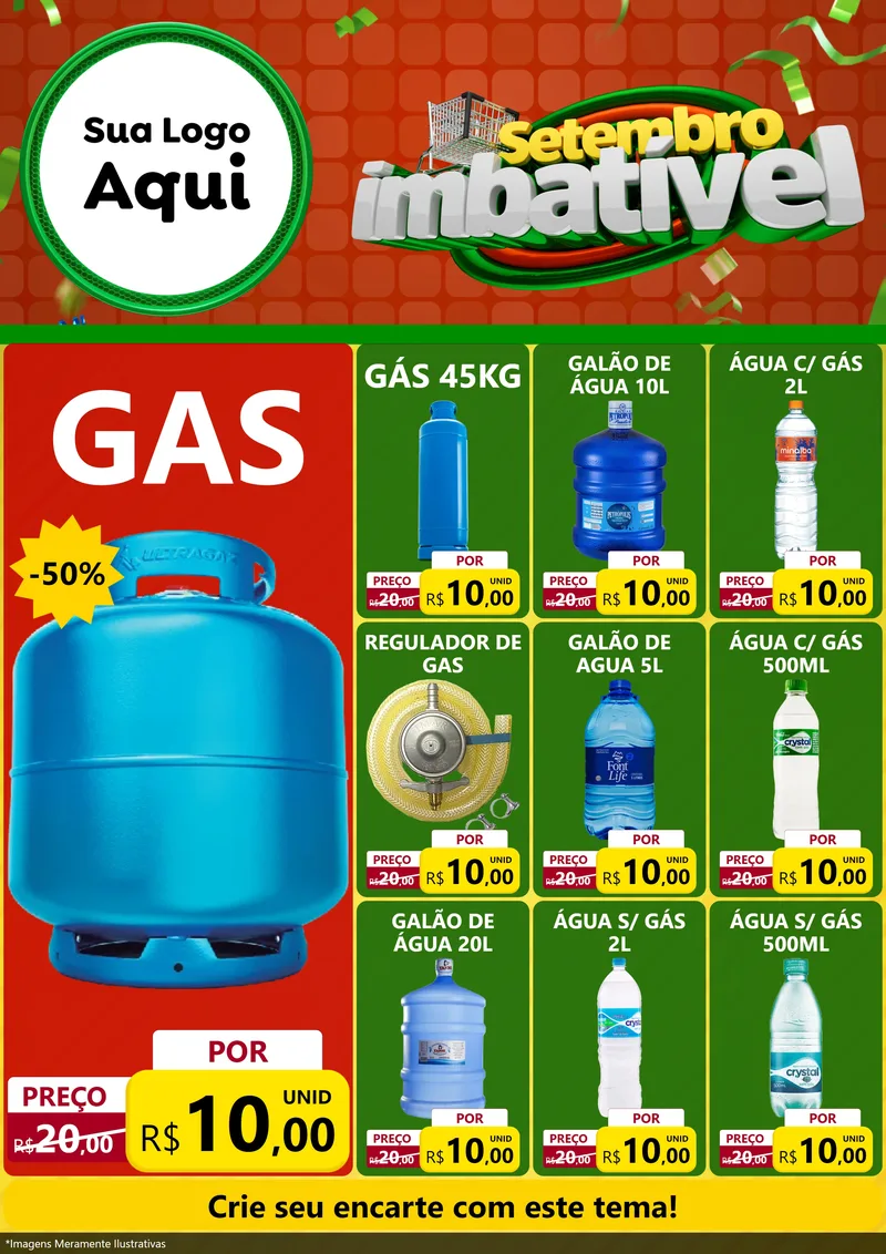 Modelo de Encarte para Encarte A4 Vertical com o tema Setembro Imbatível para Água e gás