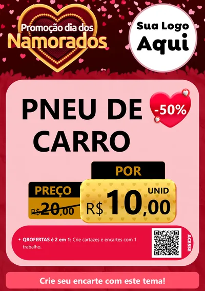 Modelo de Cartaz para Cartaz A4 Vertical com o tema Promoção Dia Dos Namorados para Auto peças