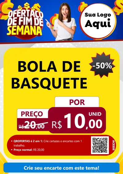 Modelo de Cartaz para Cartaz A4 Vertical com o tema Ofertaço de Fim de Semana para Artigos Esportivos
