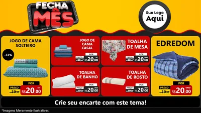 Modelo de TV para TV Horizontal com o tema Fecha Mês para Cama, Mesa e Banho