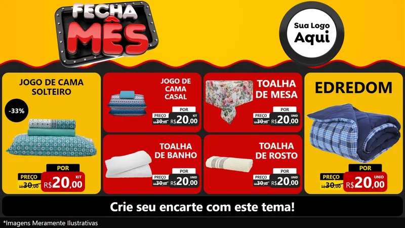 Modelo de TV para TV Horizontal com o tema Fecha Mês para Cama, Mesa e Banho