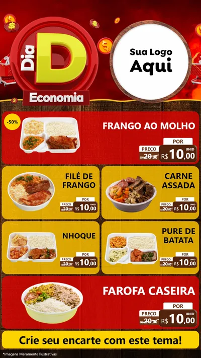 Modelo de TV para TV Vertical com o tema Dia D Economia para Restaurante
