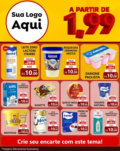 Modelo de Rede Social para Feed Instagram com o tema A Partir de Um e Noventa e Nove - 1,99 para Frios e Laticínios