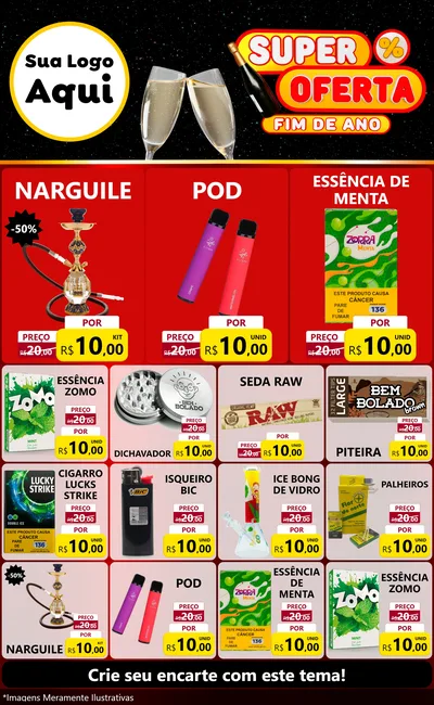 Modelo de Encarte para Encarte Grande com o tema Super Oferta Fim de Ano para Tabacaria
