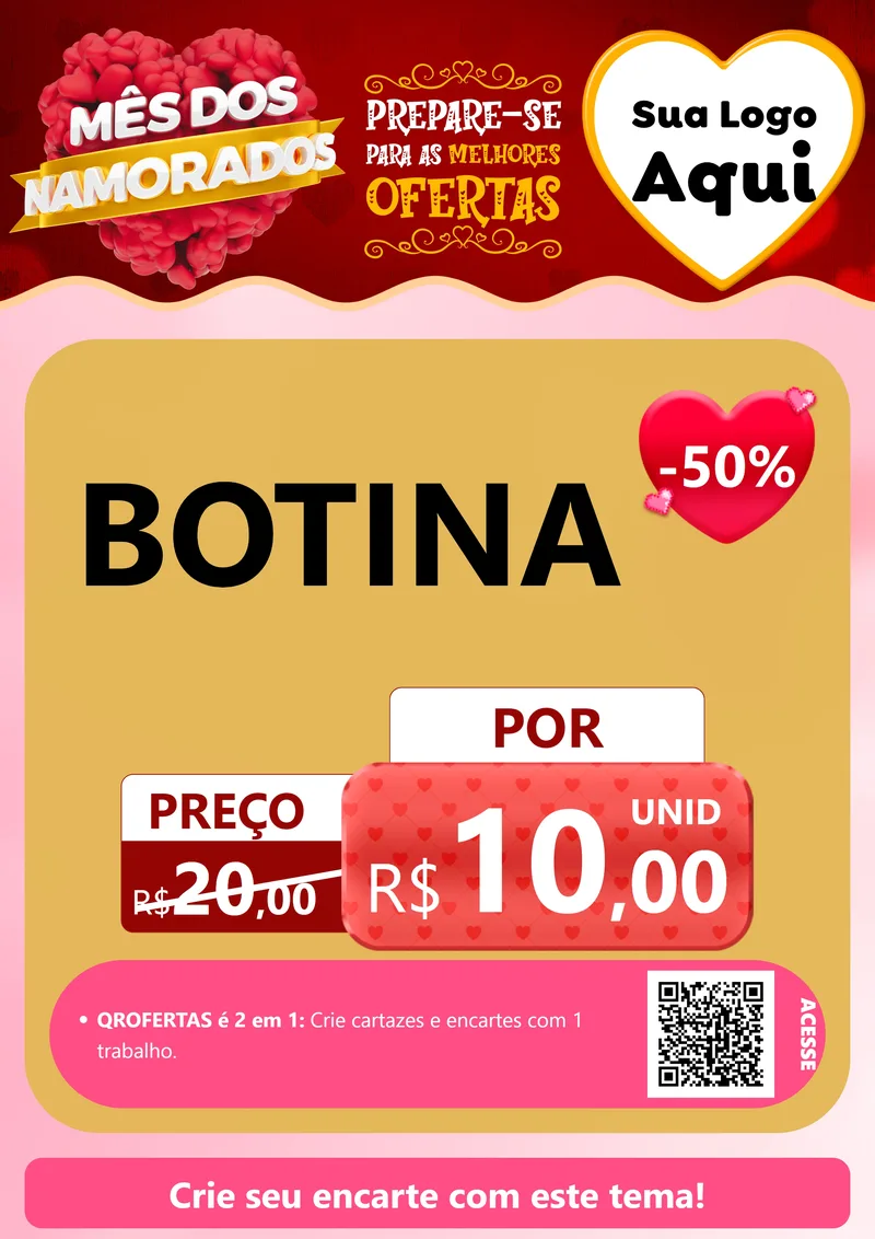 Modelo de Cartaz para Cartaz A4 Vertical com o tema Mês dos Namorados para Agropecuária