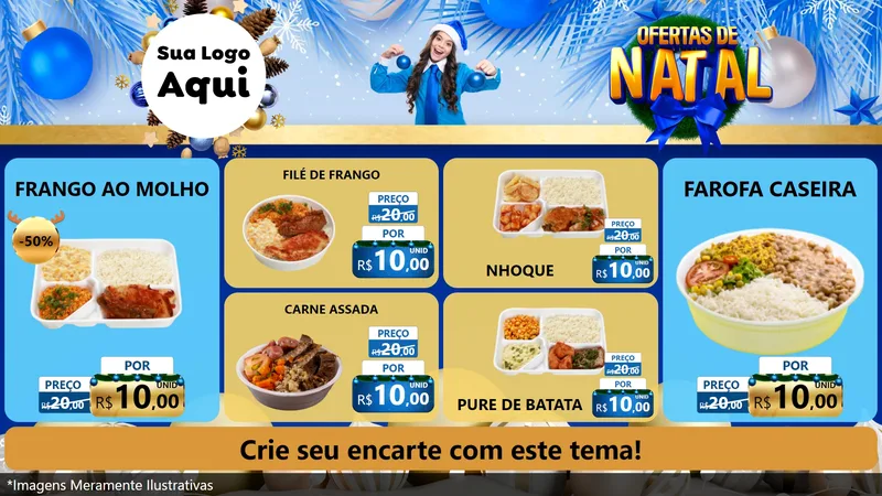 Modelo de TV para TV Horizontal com o tema Ofertas de Natal para Restaurante