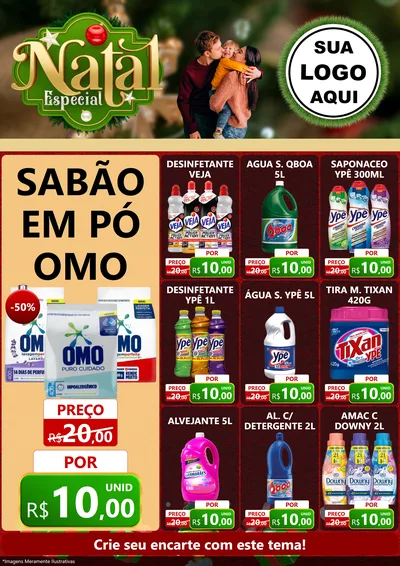 Modelo de Encarte para Encarte A4 Vertical com o tema Natal Especial para Produtos de Limpeza