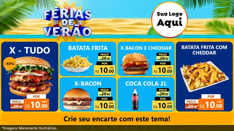 Modelo de TV para TV Horizontal com o tema Férias de Verão para Hamburgueria