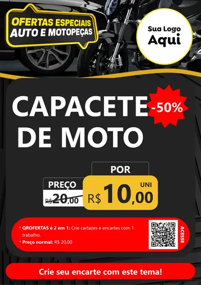 Modelo de Cartaz para Cartaz A4 Vertical com o tema Ofertas Especiais Auto e Motopeças para Moto peças