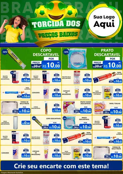 Modelo de Encarte para Encarte A4 Vertical com o tema Torcida dos Preços Baixos - Copa para Embalagens