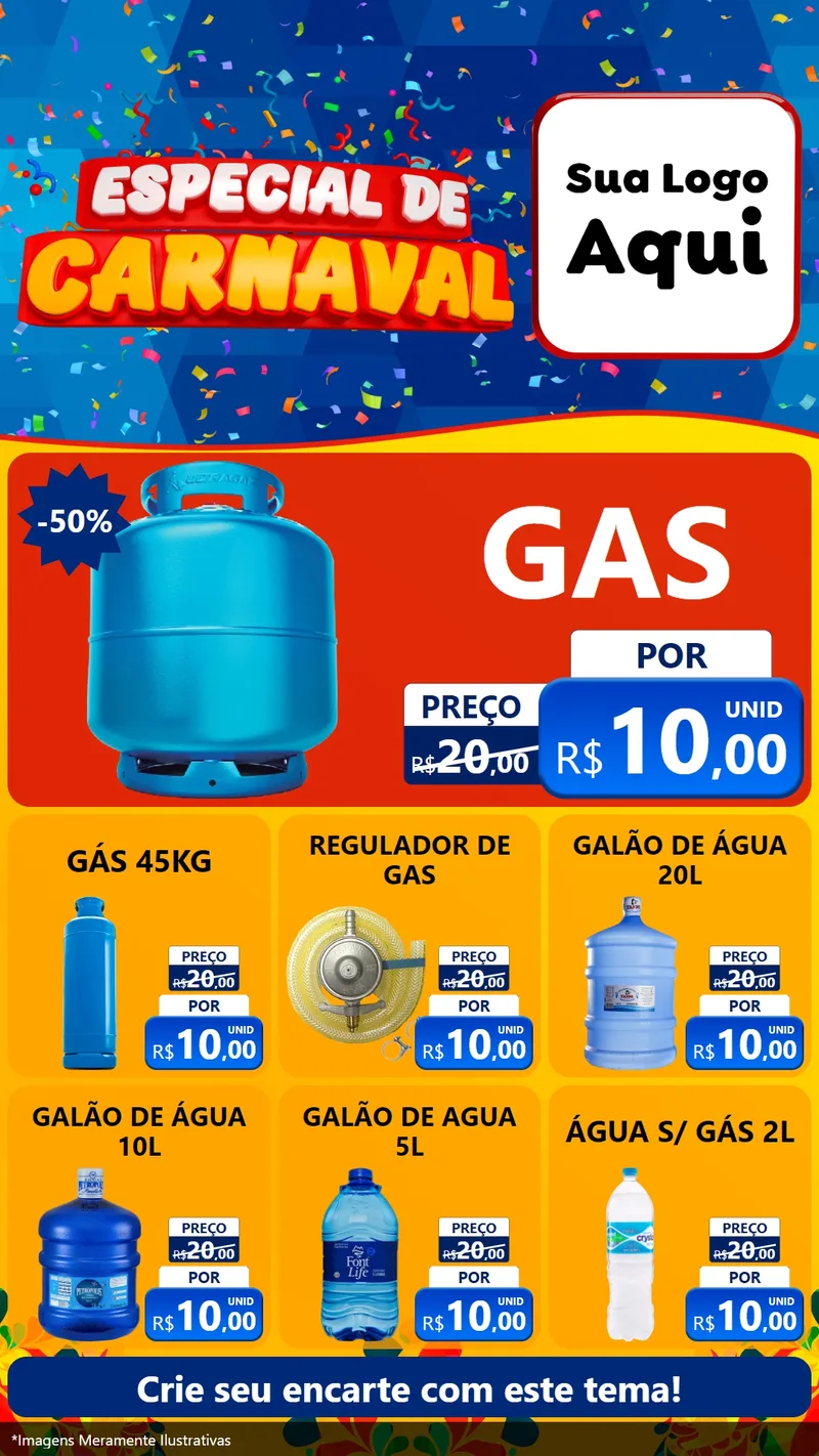Modelo de Rede Social para Stories com o tema Especial de Carnaval para Água e gás