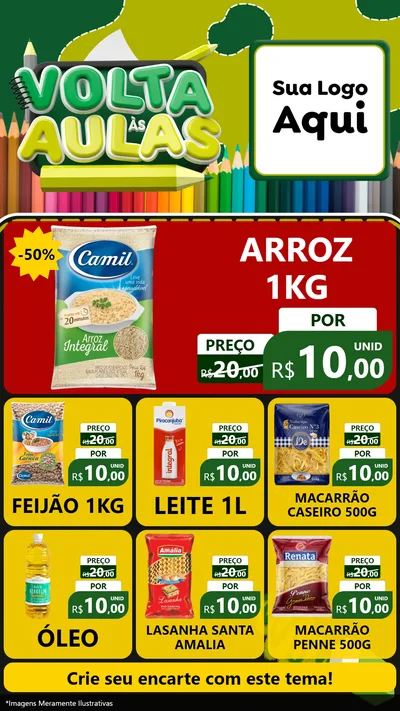 Modelo de Rede Social para Stories com o tema Volta às Aulas para Supermercado