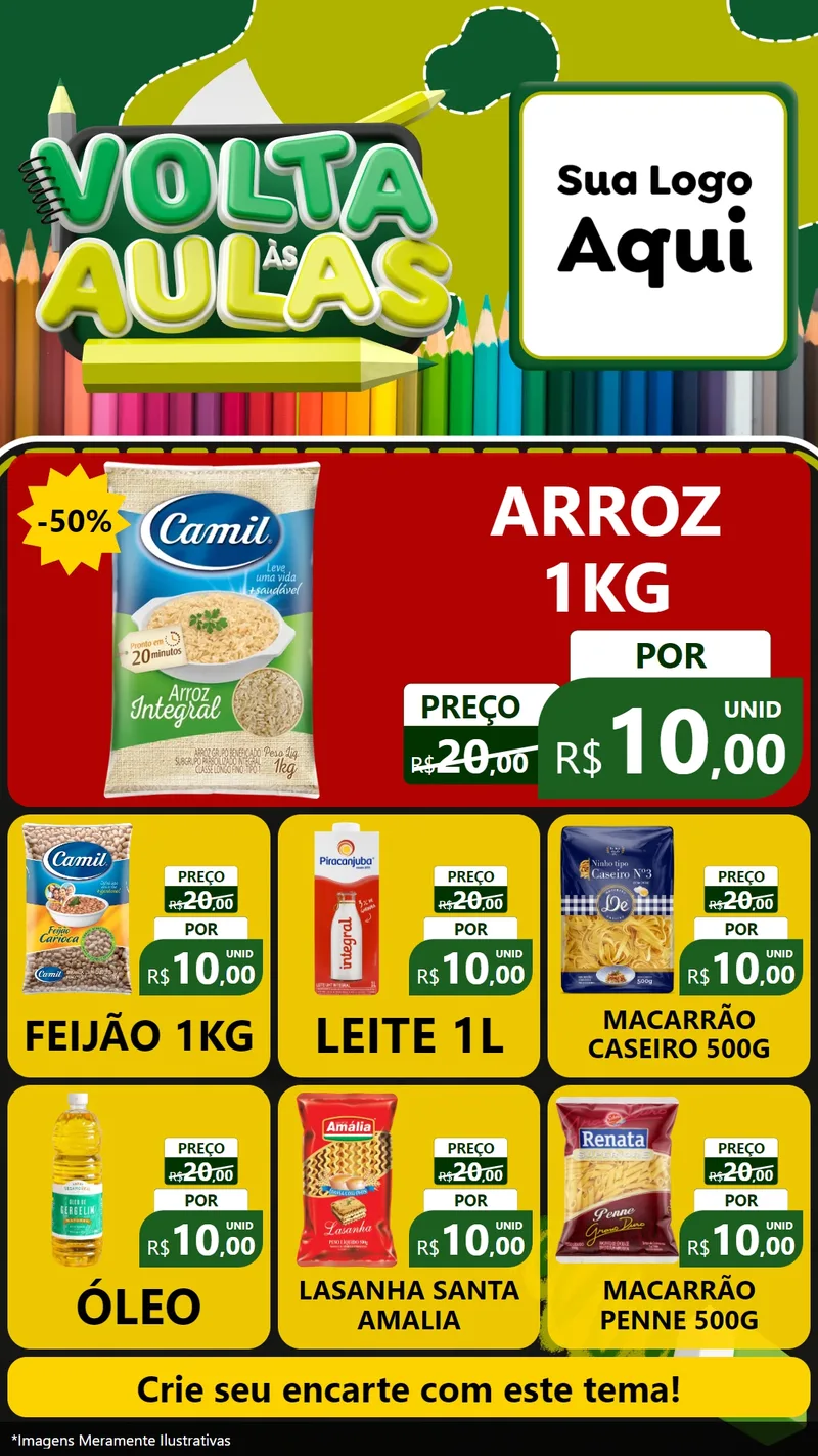 Modelo de Rede Social para Stories com o tema Volta às Aulas para Supermercado